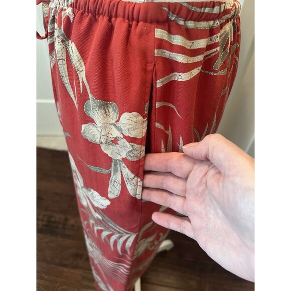 Tommy Bahama Women's Med Beach Floral Relax Palms Drawstring 100% Silk Pants - Picture 4 of 8